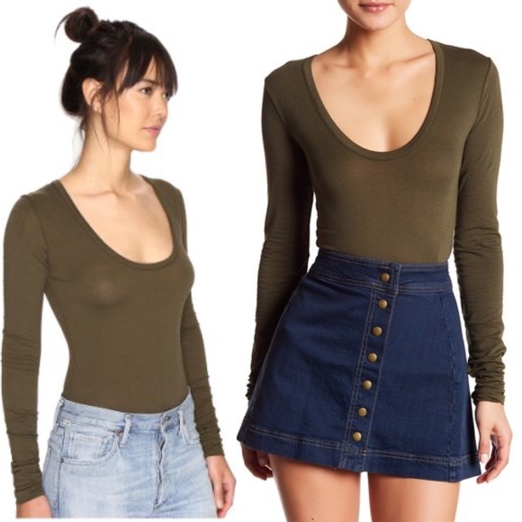 Free People Tops - Free People Easy Peasy Bodysuit in Moss Green